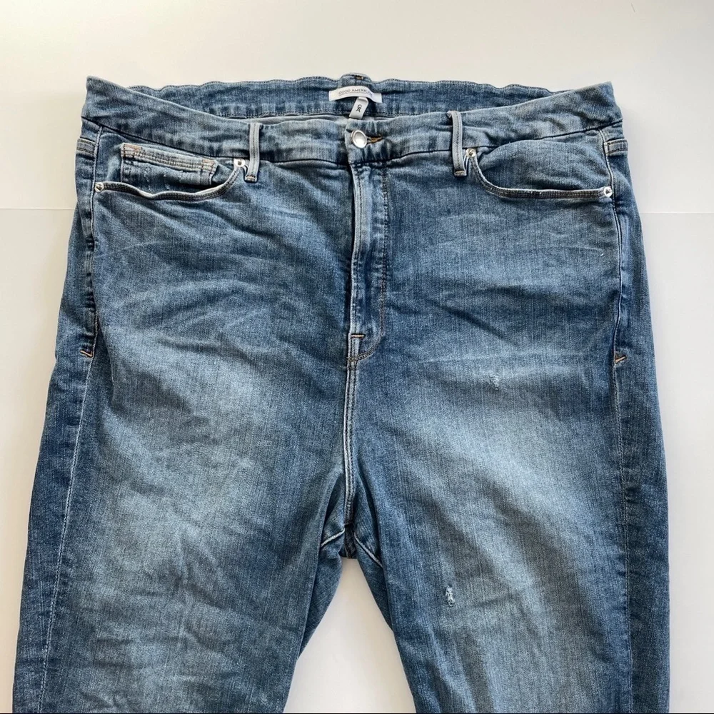 GOOD AMERICAN Good Legs stepped-hem skinny high-rise jeans plus size 24